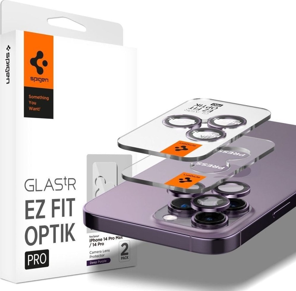 Заштитно стакло за камера Спиген Optik.tr ez Fit, за iPhone 14 Pro 14 Pro Max, сет 2 парчиња, темно виолетова