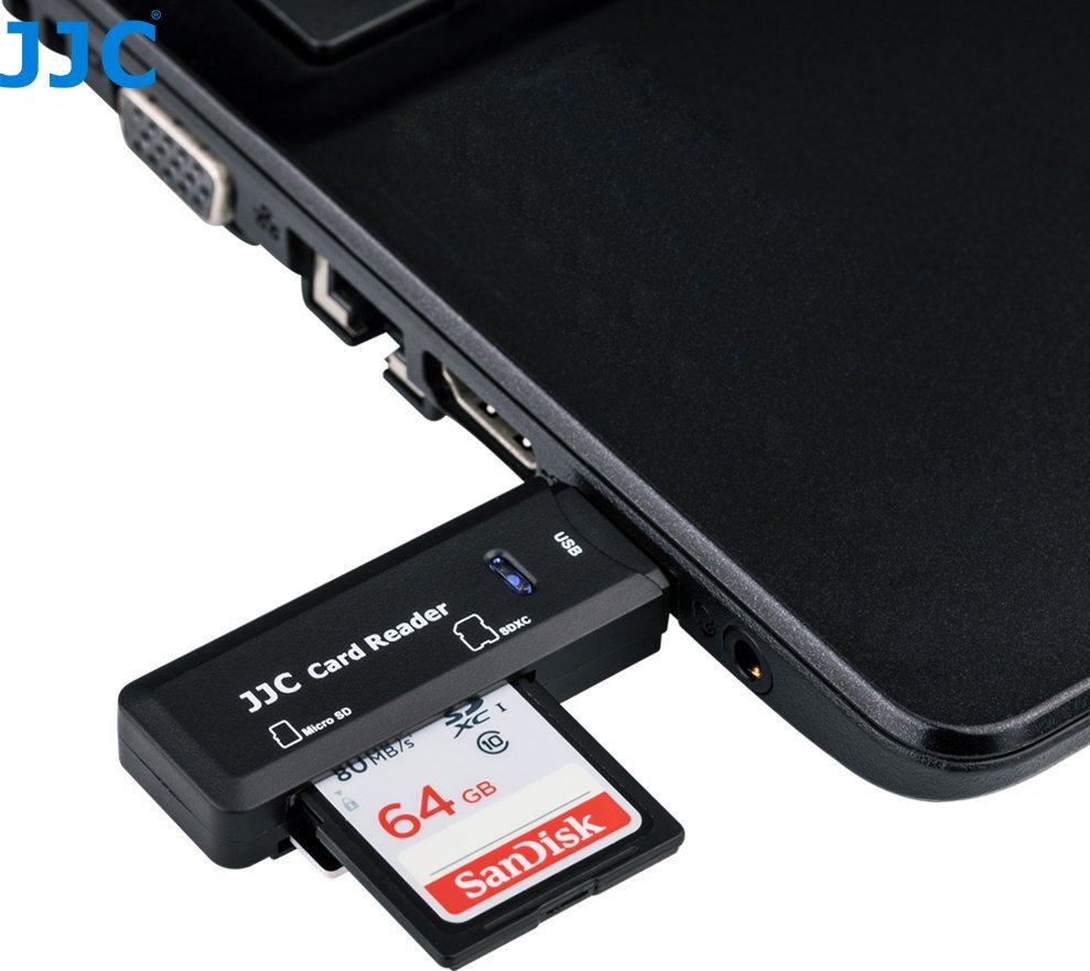 Читач на мемориски картички JJC CR-SDMSD1, SD SDHC SDXC, microSD SDHC SDXC, црн