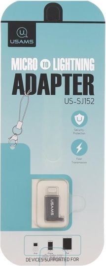 Adapter Micro USB në Lightning Usams SJ152ML01, me litar, i zi
