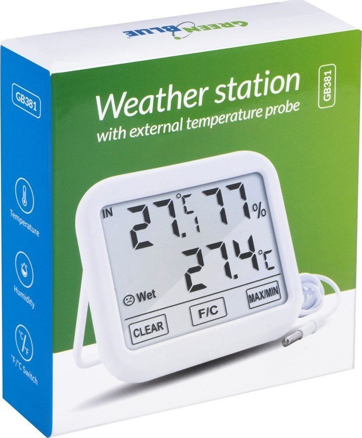 Stacion moti GreenBlue GB381, sondë e jashtme 1.5m, ekran i madh, i bardhë