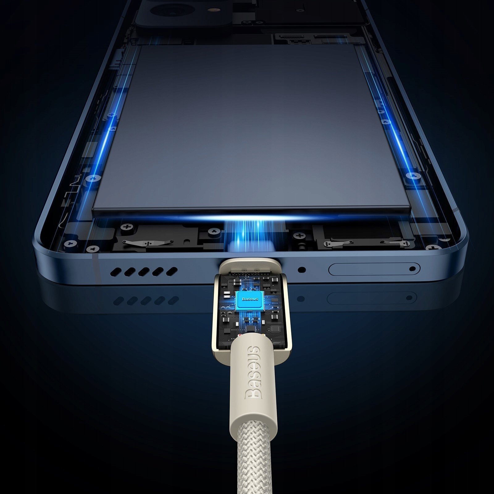 Kabllo karikimi Baseus Tungsten Gold Type C në Type C, 100W, 2m, e bardhë