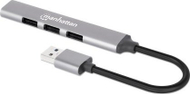 Hub USB Manhattan USB A 4 porta, 1x USB 3.2 Gen1 5 Gbps, 3x USB 2.0, alumin gri hapësinor