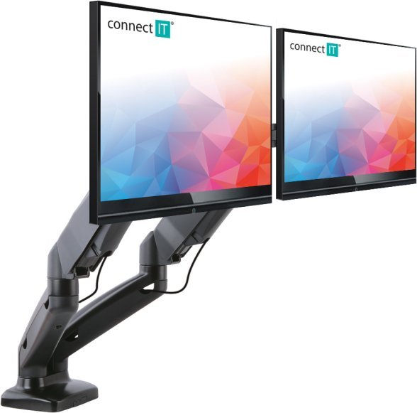 Mbajtës monitori CONNECT IT TwinArm Premium 30 YEARS, për 2 monitorë, VESA, i zi