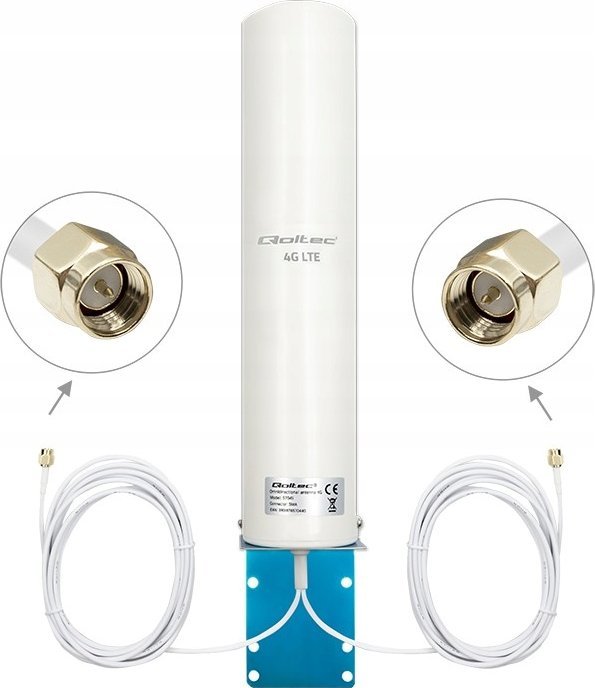 Antena 4G LTE Qoltec DUAL, 12dBi, omnidireksionale, e bardhë