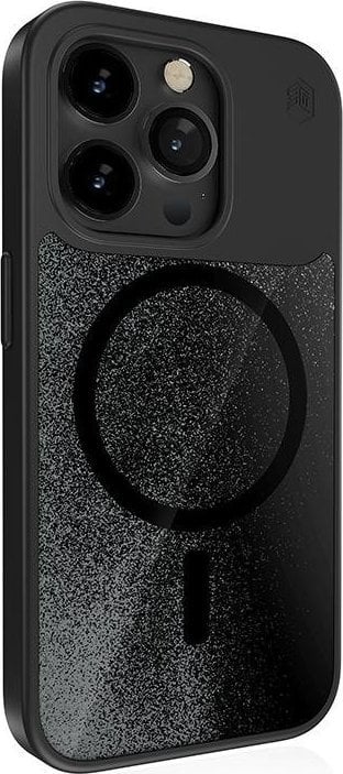 Maskë telefoni STM Relax Sand MagSafe për iPhone 15, rezistente ndaj goditjeve, me rërë lëvizëse, e zezë gri