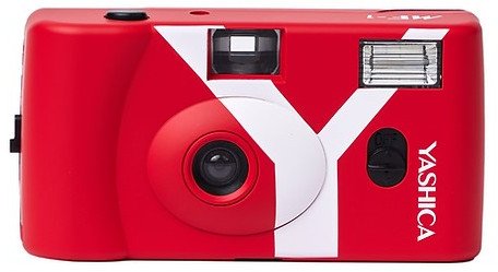Aparat fotografik filmi Yashica MF-1, kompakt 35mm, me blic, i kuq