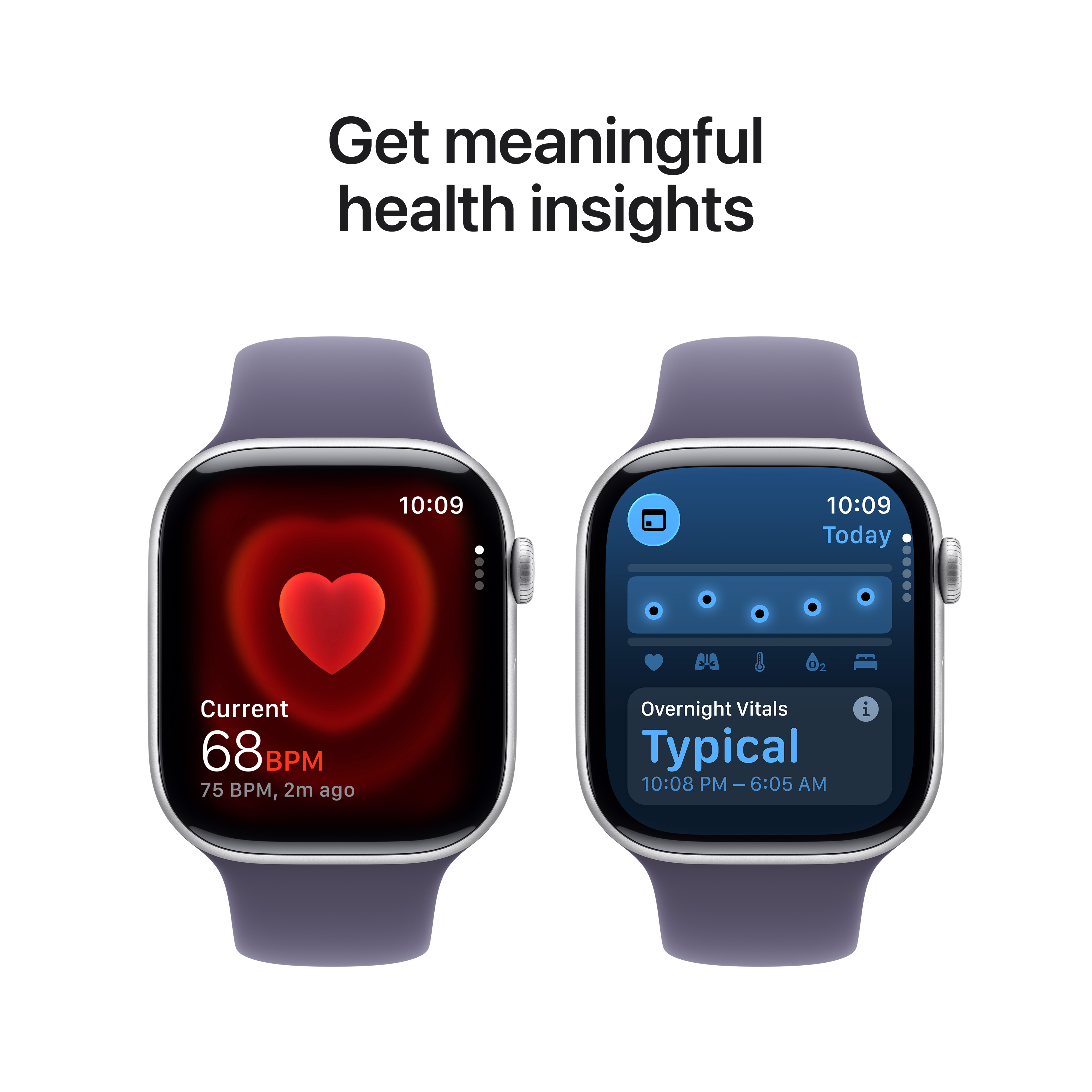Apple Watch S11 GPS 46mm Silver Aluminium Case with Purple Fog Sport Band, S/M
