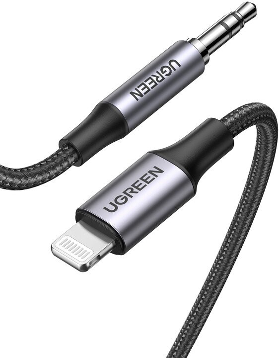 Кабел UGREEN Lightning до 3,5mm Aux, црн
