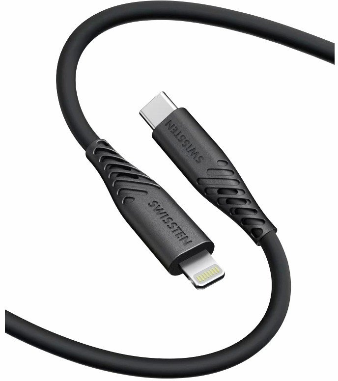 Kабел USB Swissten Soft Silicone, USB C во Lightning, 0.4m, црн