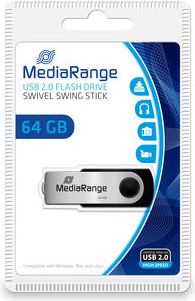 USB flash MediaRange MR912, 64GB, USB, e zezë