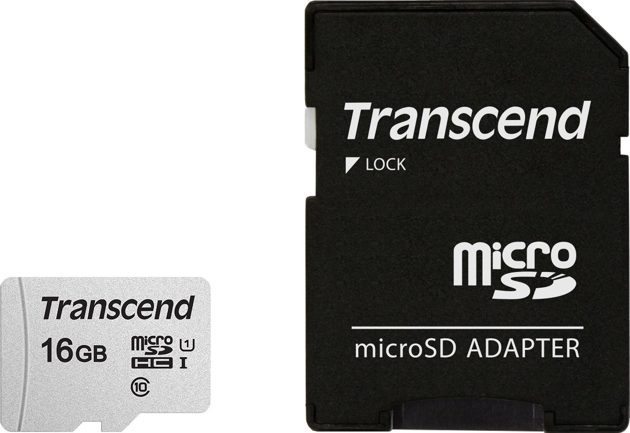 Kartë memorie Transcend 300S MicroSDHC Card Class 10 UHS-I/U3 (TS16GUSD300S-A), 16GB