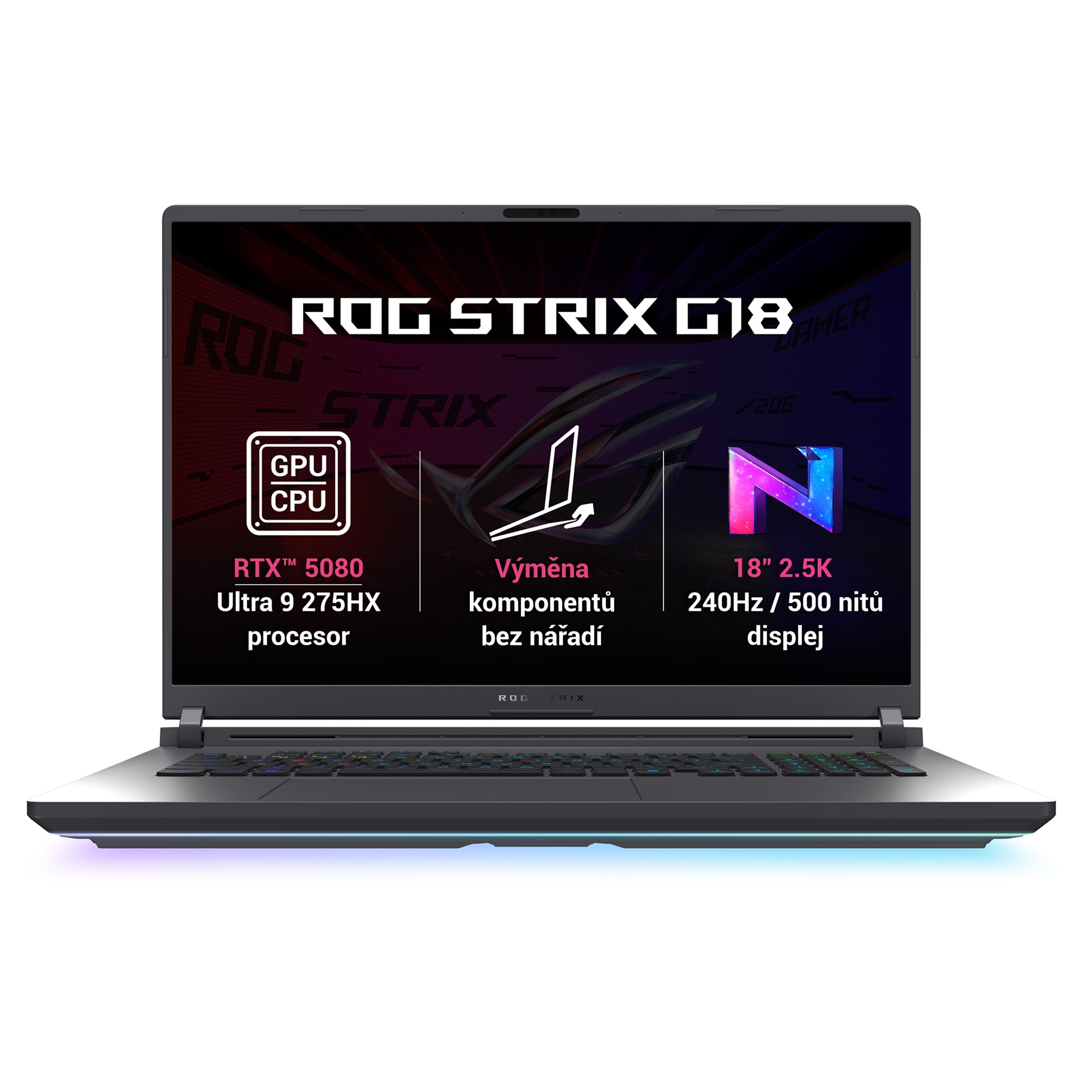 Laptop ASUS ROG Strix G18 G815LW-NEBULA046 18″, Core Ultra 9 275HX, RTX 5080 16 GB, 32 GB RAM, 1 TB SSD, i hirtë