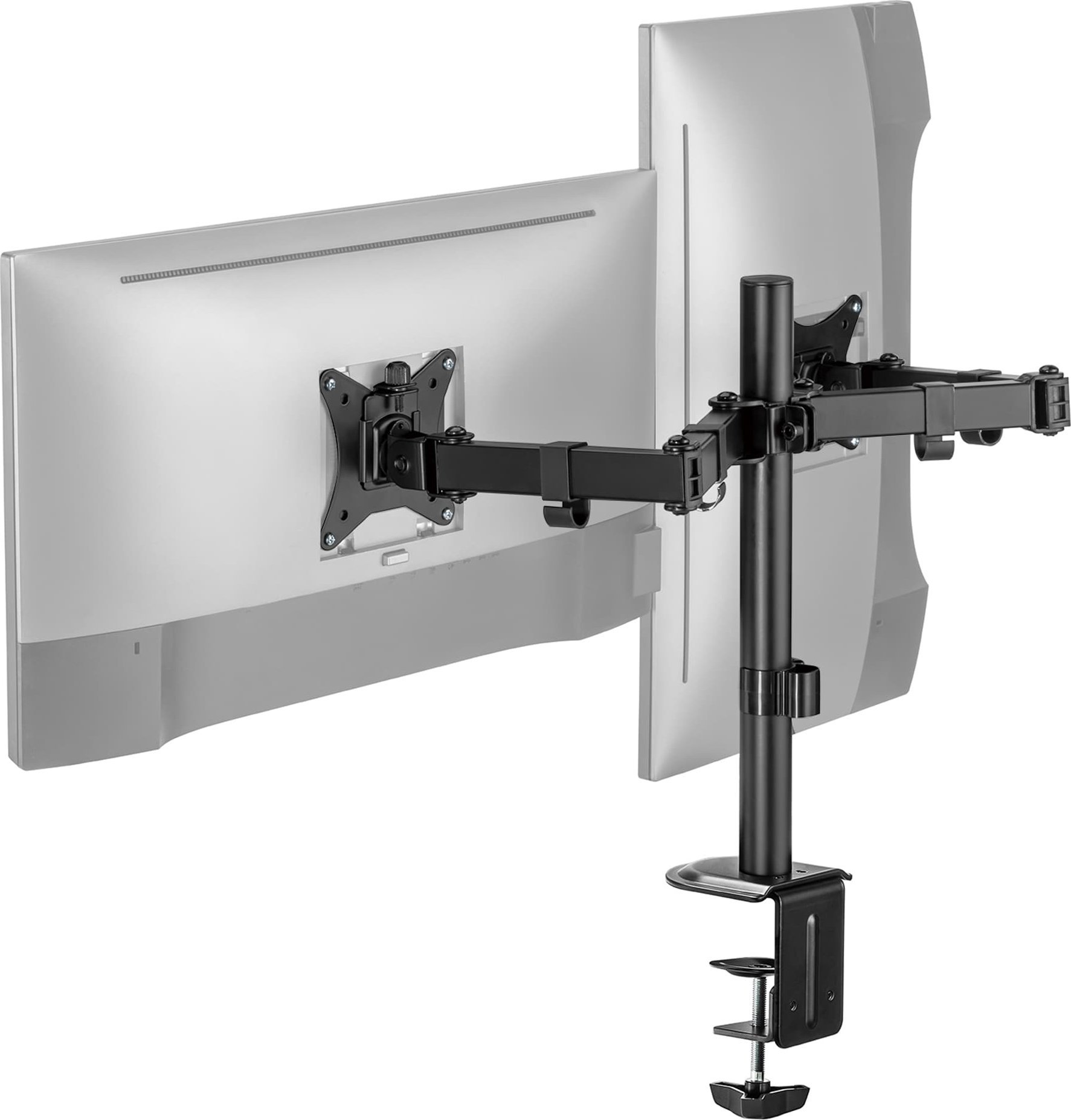 Mbajtëse për dy monitorë Spacetronik SPA-120, 17"-32", sistem gaz spring, e zezë