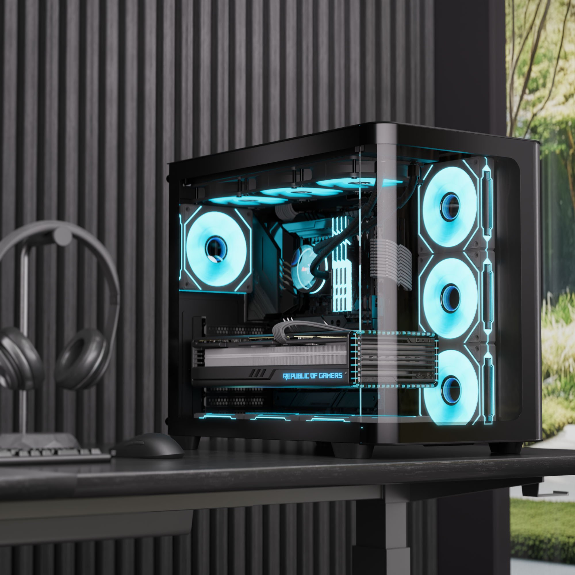 Kuti mid tower Aerocool P500C, xham i temperuar i lakuar, gaming, e zezë