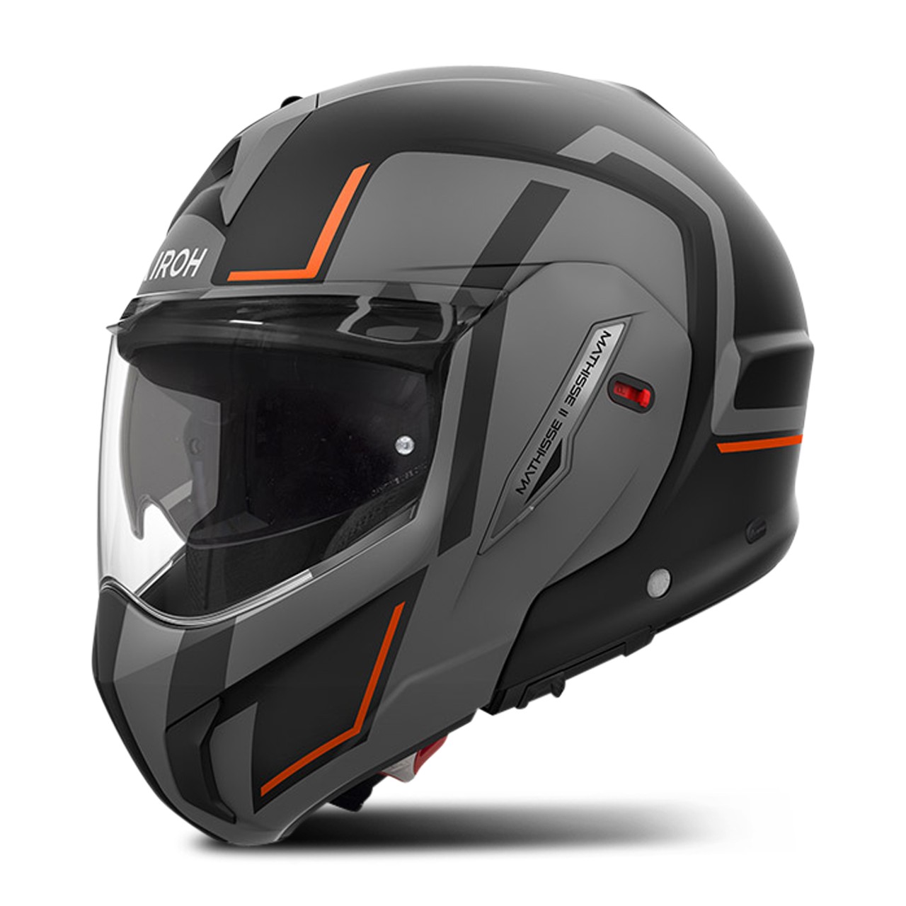 Helmetë modulare Airoh Mathisse II Genius, madhësia M, e zezë gri portokalli