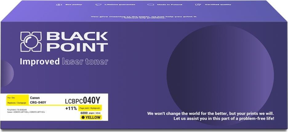 Toner Black Point LCBPC040Y, zëvendësim për Canon CRG-040Y, e verdhë