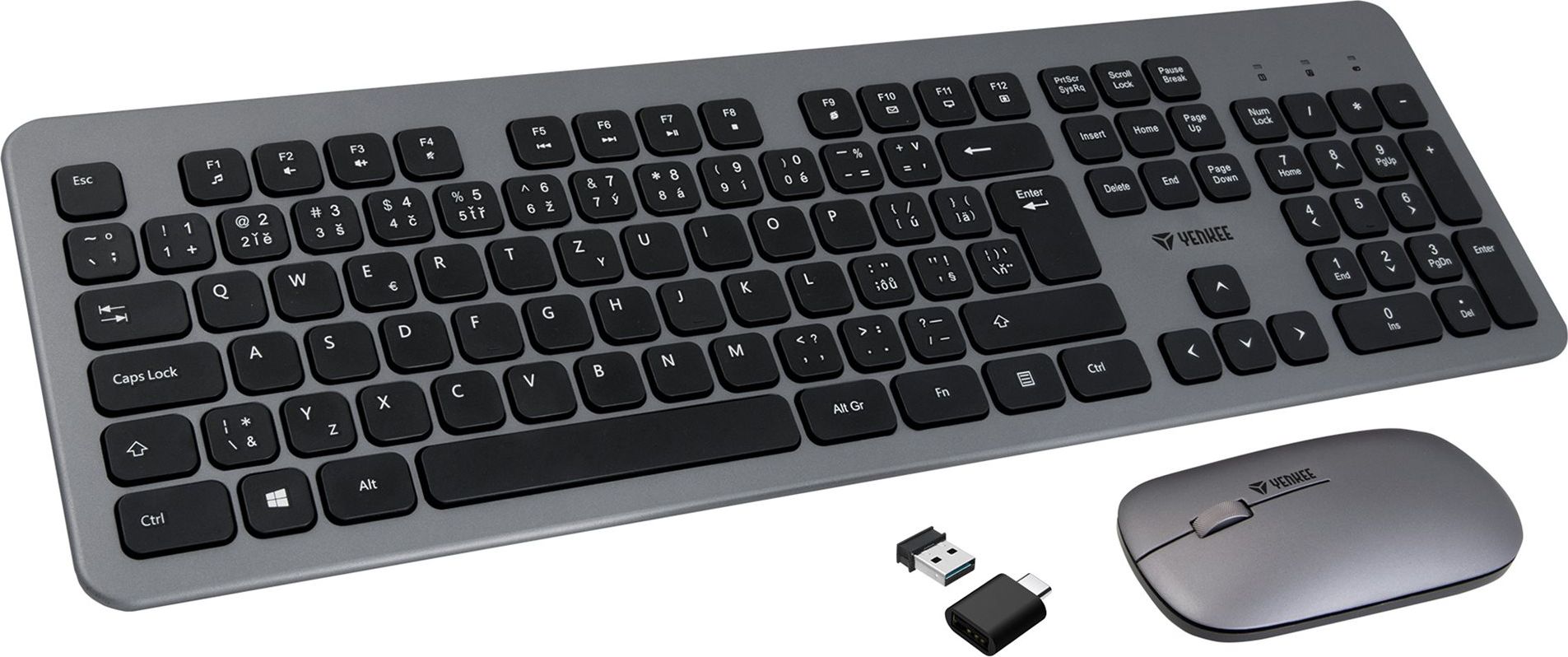 Set tastierë dhe maus wireless YENKEE YKM 2007CS, USB, me LED të kuq, i zi