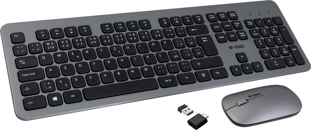 Set tastierë dhe maus wireless YENKEE YKM 2007CS, USB, me LED të kuq, i zi