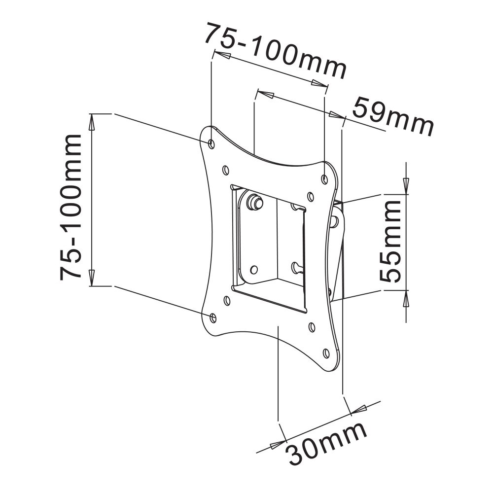 Mbajtëse TV Techly, 13-30", 15kg, VESA 100x100, e zezë