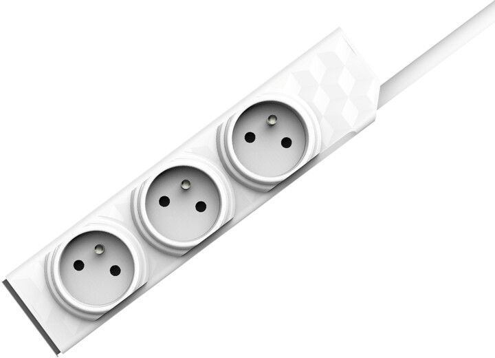 PowerCube продолжен кабел  со модуларен систем PowerStrip, 3 приклучоци, 1м, бел