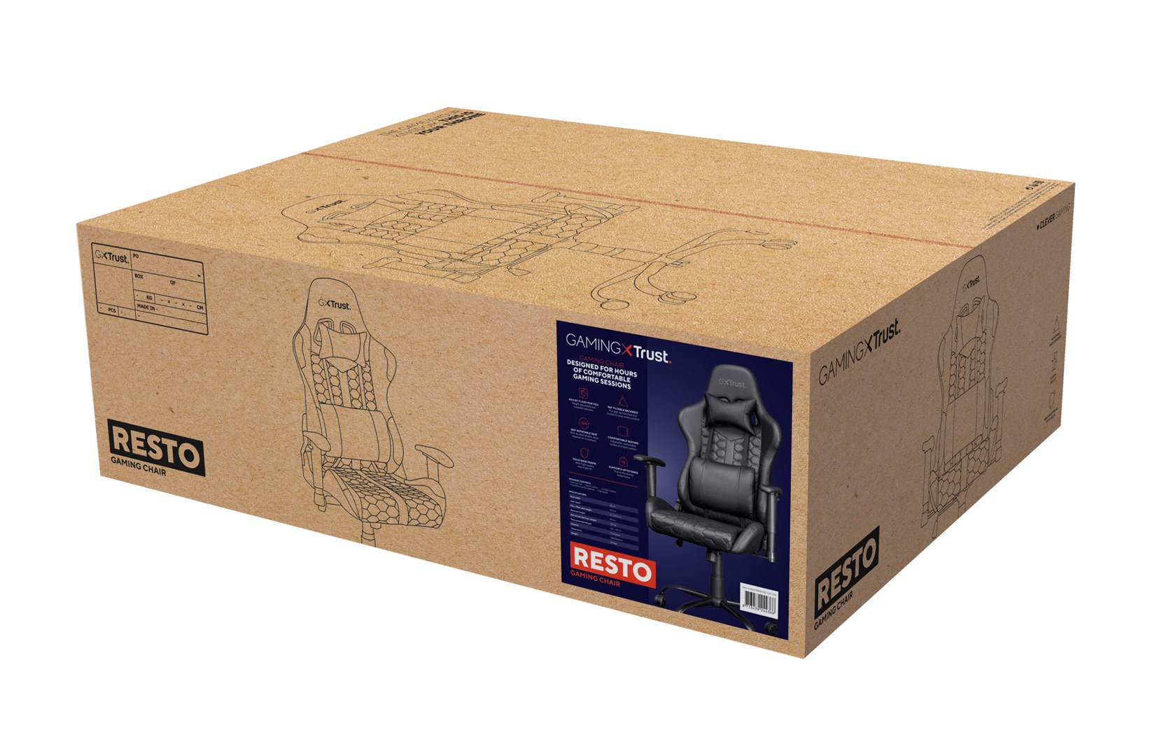 Karrige lojërash Trust GXT 708 Resto, 150 kg, e zezë