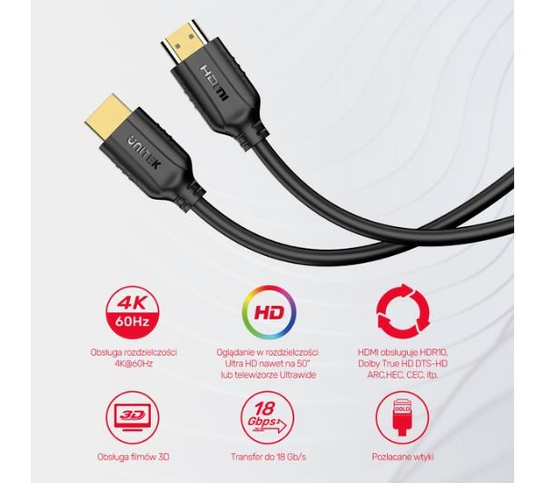 Kabllo HDMI Unitek C11079BK-1.5M, 1.5m, 4K 60Hz, e zezë