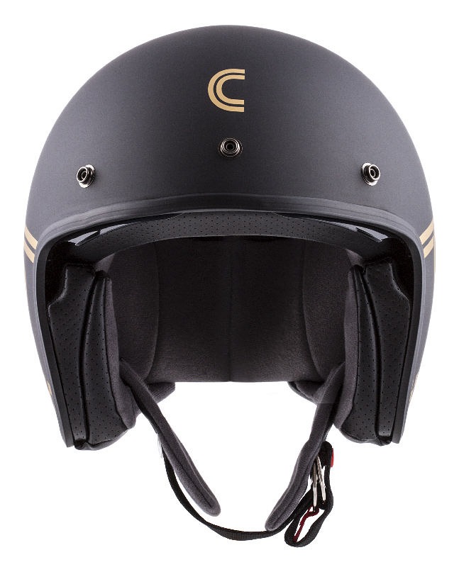 Мото кацига CASSIDA Oxygen Rondo, поликарбонат, сончев визир, црна мат со златна