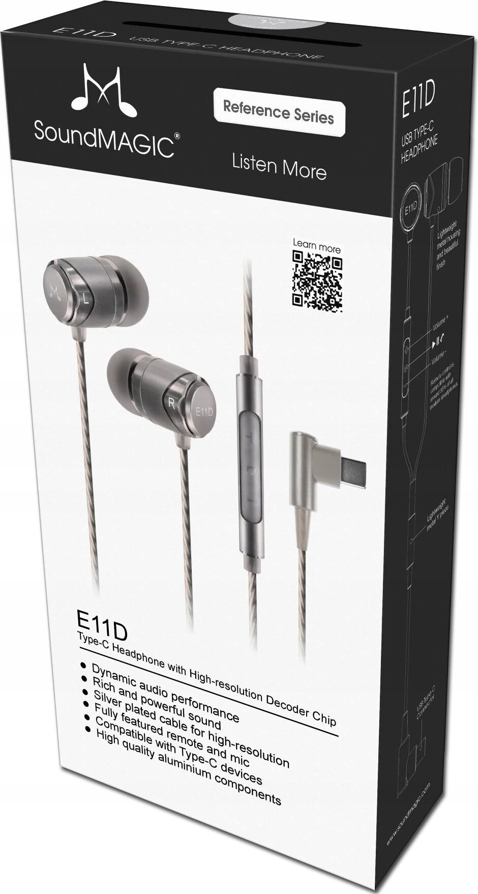 Kufje in ear SoundMAGIC E11D, USB C, me mikrofon, argjendi
