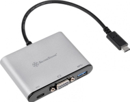 Adapter USB C SilverStone EP06C, VGA, USB A, gri