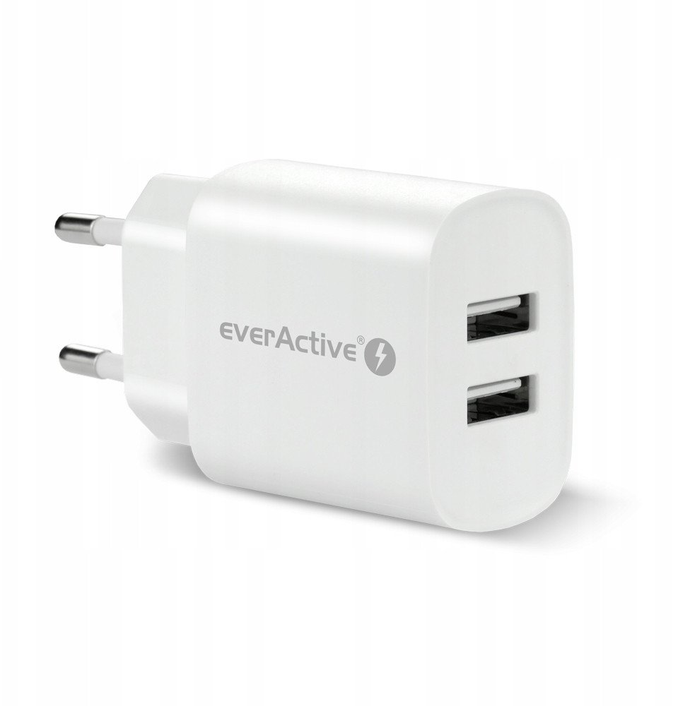 Adapter karikues everActive SC-220, 2x USB, 12W 2.4A, i bardhë