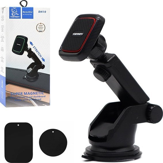 Магнетен држач за во автомобил Denmen DH10, за кокпит и табла, за паметен телефон, црн
