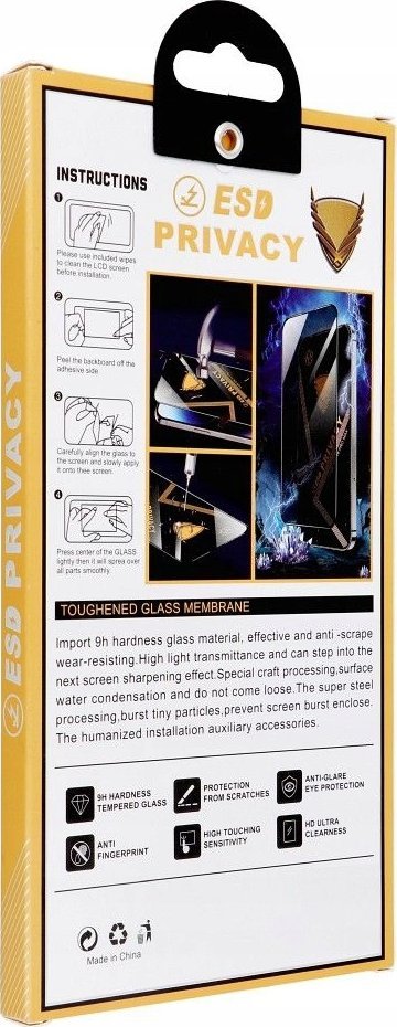 Xham mbrojtës privatësie OG për Samsung Galaxy A15 4G 5G M15, tempered glass, i zi