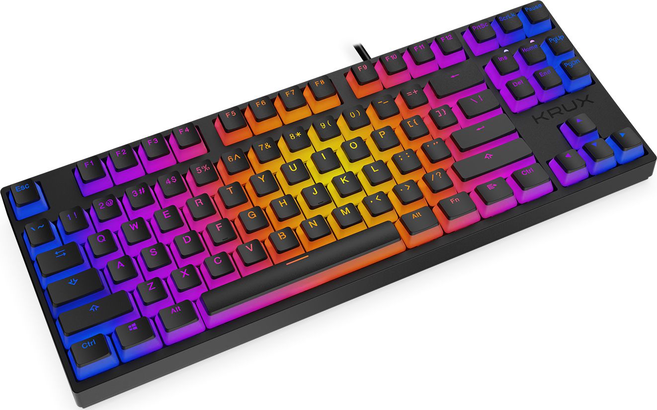 Tastierë mekanike Krux Atax PRO RGB Pudding, TKL, Outemu Black, e zezë