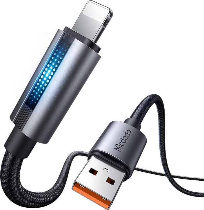 Kabllo USB Mcdodo CA-5660, USB-A në Lightning, 1.2m, me dritë LED, e zezë