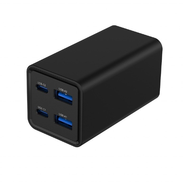 Полнач универзален Gembird 65W GaN, 2x USB A, 2x USB C, црн