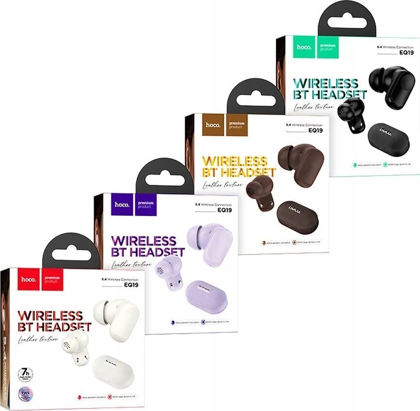 Kufje pa tela Hoco TWS EQ19, Bluetooth 5.4, me kuti karikimi, vjollcë