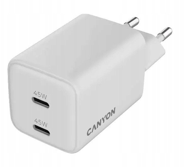 Adapter karikimi Canyon CU45CC, 45W GaN, 2x PD, i bardhë