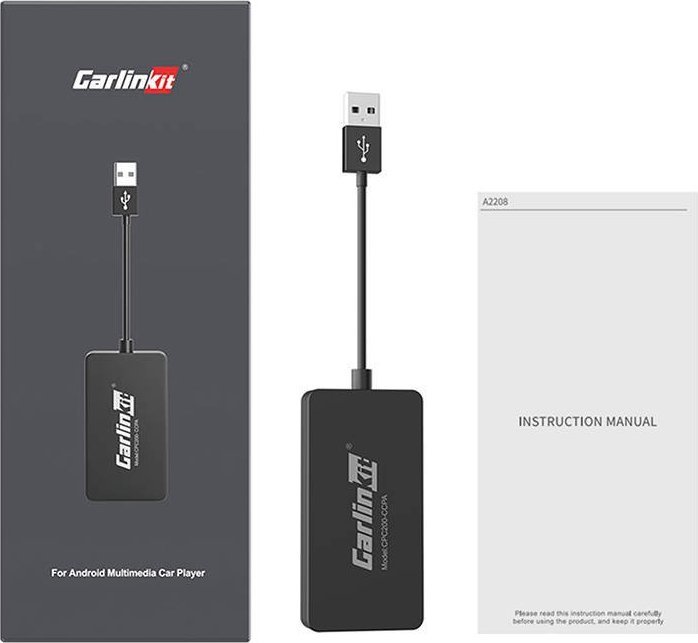 Adapter wireless Carlinkit CCPA, për Android Auto dhe Apple CarPlay, USB, i zi
