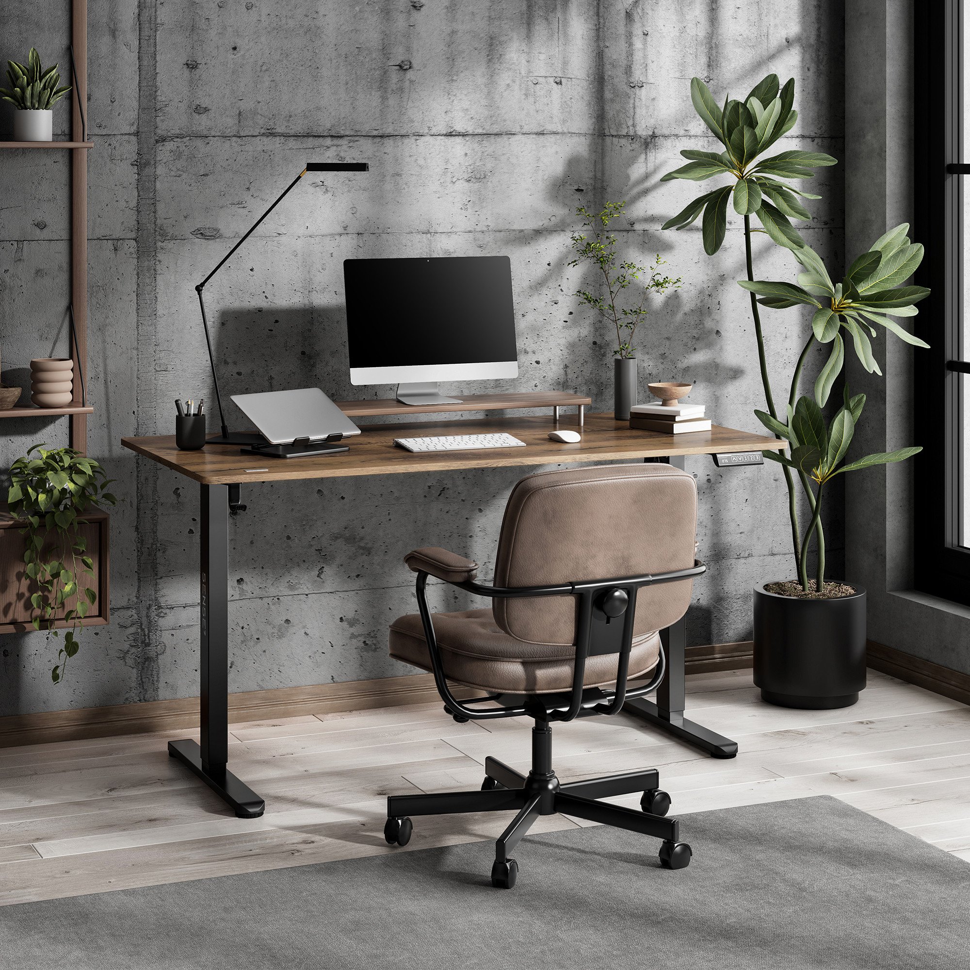 Tavolinë elektrike SENSE7 NOJO LIGHT, 140 x 70 cm, e kaftë e errët