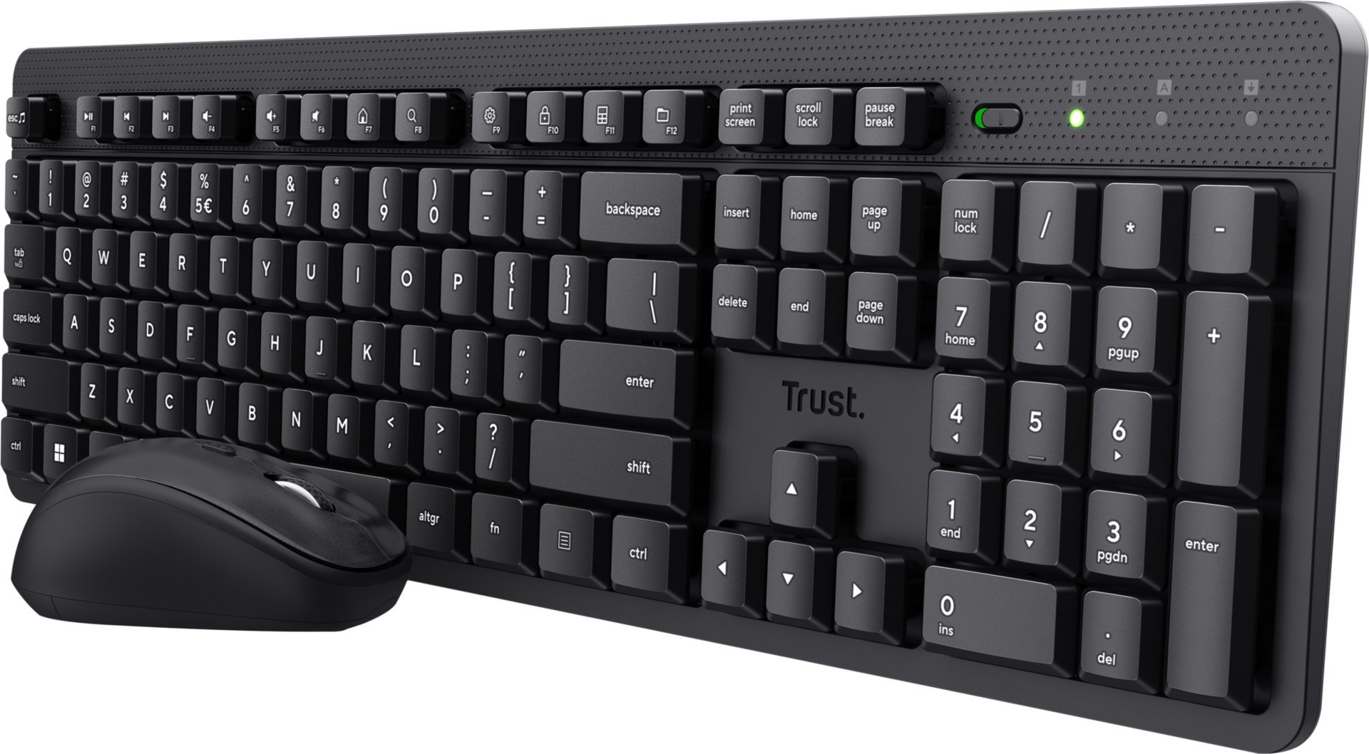 Set tastierë dhe maus Trust Ody II, wireless, QWERTY, i zi