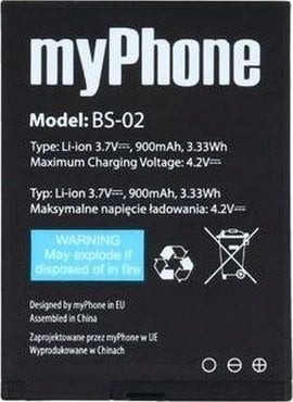 Bateri për telefon myPhone HALO 2 1075 BS-02, 900mAh, litium jon, e zezë