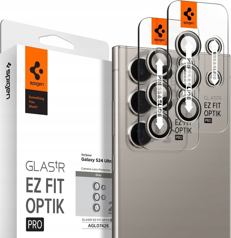 Mbrojtëse kamere Spigen Glas.tR Optik Pro EZ Fit, 2 copë, për Samsung Galaxy S24 Ultra, gri