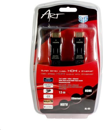 Кабел ART (AL-05), HDMI - HDMI, 1.5m, црн