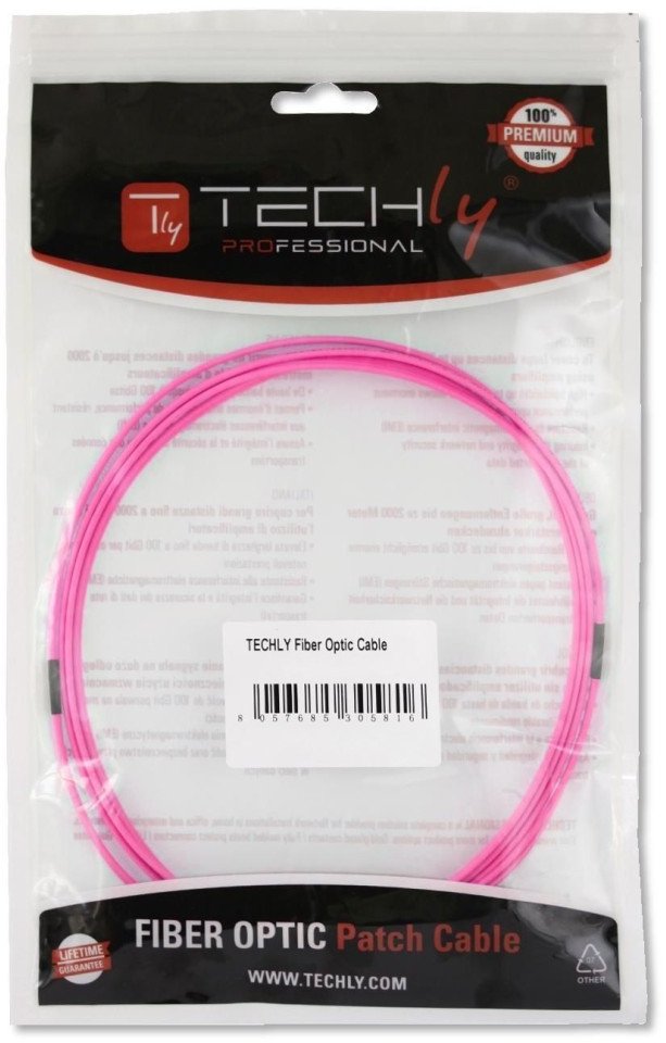 Kabllo fibër optike Techly ILWL D5 LCLC 030 OM4, LC LC, 3m, portokalli