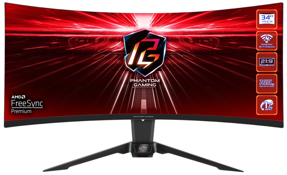 Monitor ASRock PG34WQ15R2B, 34", UltraWide QHD, 3440x1440, i zi