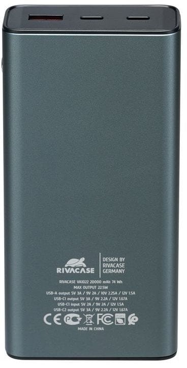 Power bank Rivacase Rivapower VA1022, 20000mAh, 22.5W, i zi