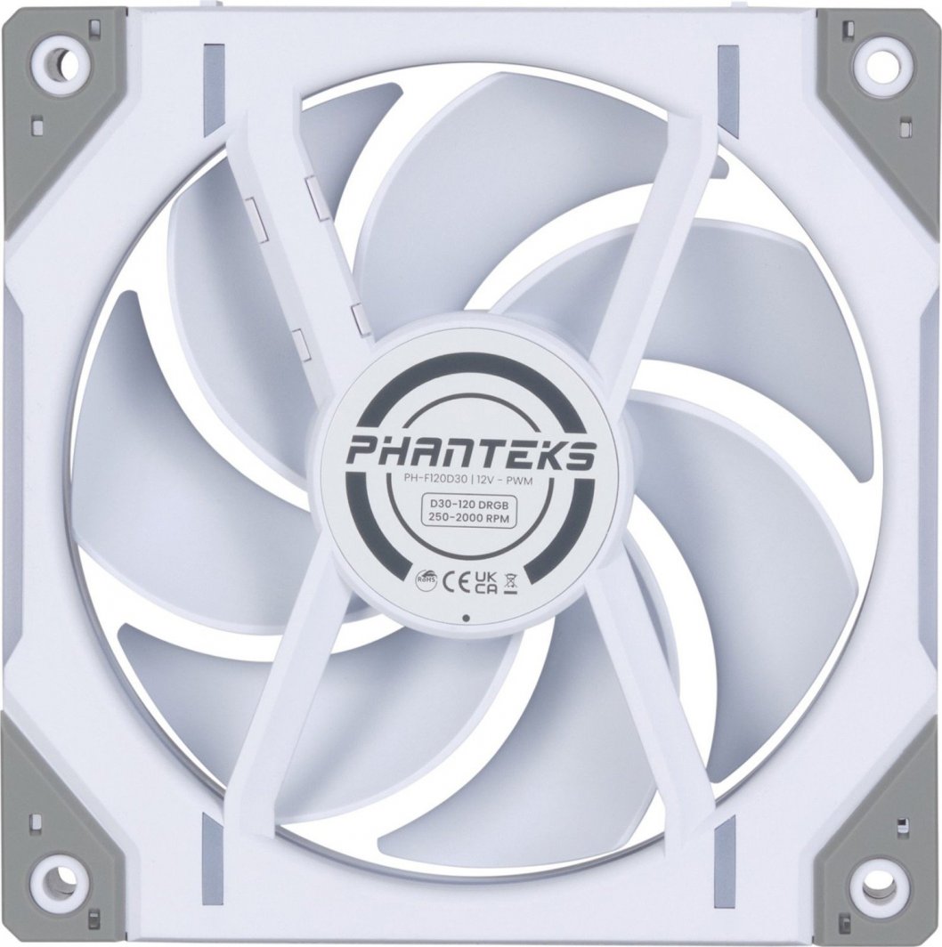 Ventilatorë PC Phanteks D30-120 D-RGB, set 3x120mm, PWM, të bardhë