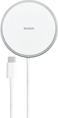Karikues wireless magnetik DELTACO 15W, USB C, i bardhë