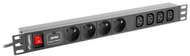 Kordon zgjatues Lanberg PDU 19'' 1U 4x 230V PL + 4x IEC C13, 2m