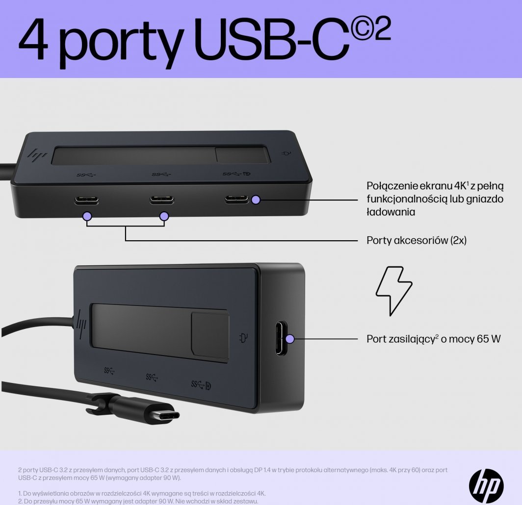 Stacion lidhës HP USB-C (6G843AA), 65W, 4K, i zi